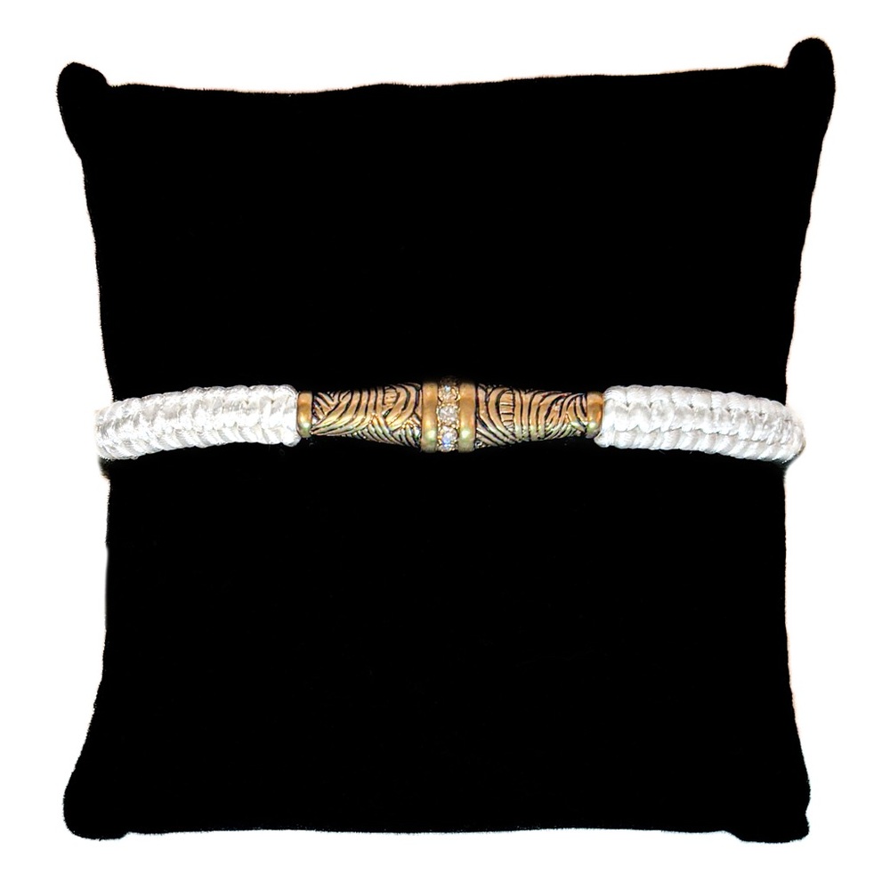 NEW - The Sak Adjustable Gold & White Woven Bracelet with Rhinestone Accents